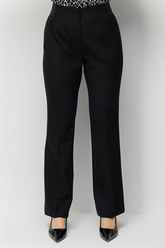 Beli Lastik Detaylı İspanyol Paça Pantolon Siyah 4164-2Y6