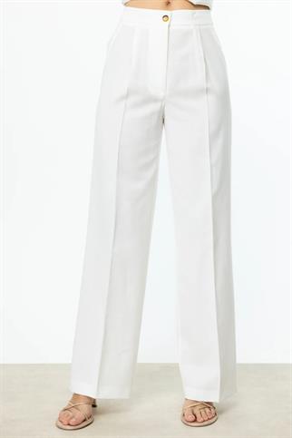 LASTİKLİ BOL PAÇA EKRU KADIN PANTOLON  4192-2Y5