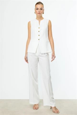 LASTİKLİ BOL PAÇA EKRU KADIN PANTOLON  4192-2Y5