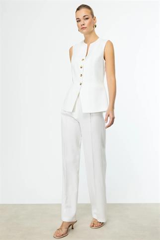 LASTİKLİ BOL PAÇA EKRU KADIN PANTOLON  4192-2Y5