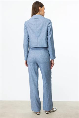 YAN CEPLİ BOL PAÇA MAVİ  KADIN PANTOLON 4198-2Y5
