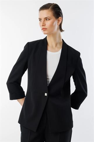 TEK DÜĞME DUBLE KOL SİYAH KADIN CEKET  4218-2Y5 