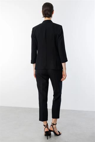 TEK DÜĞME DUBLE KOL SİYAH KADIN CEKET  4218-2Y5 
