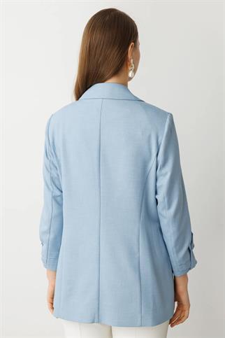 TORBA CEPLİ KOLU KATLI MAVİ KADIN CEKET 4530-2Y5