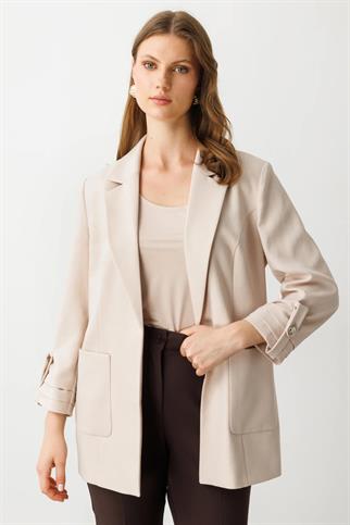 TORBA CEPLİ KOLU KATLI TAŞ KADIN CEKET  4530-2Y5