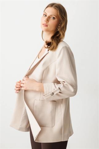 TORBA CEPLİ KOLU KATLI TAŞ KADIN CEKET  4530-2Y5