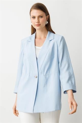 BELİ LASTİKLİ MAVİ KADIN CEKET 4542-2Y5