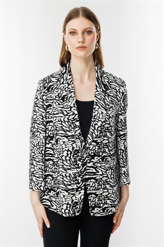 Desenli Duble Kol Ceket Siyah 4592-2Y5