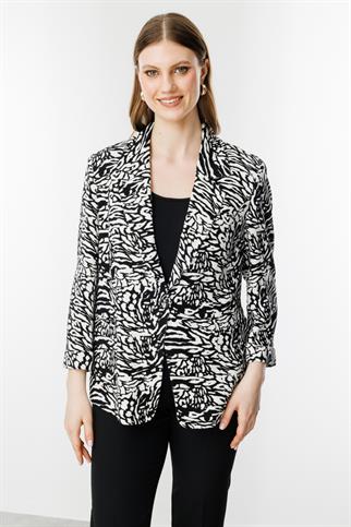 Desenli Duble Kol Ceket Siyah 4592-2Y5