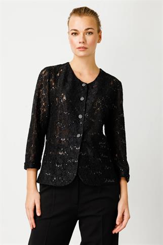 Pul Detaylı Taş Düğmeli Siyah Kadın Ceket 5182-2Y4