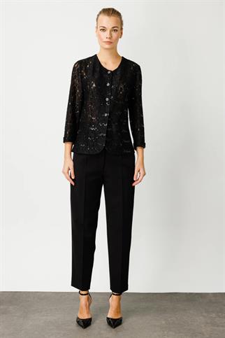 Pul Detaylı Taş Düğmeli Siyah Kadın Ceket 5182-2Y4