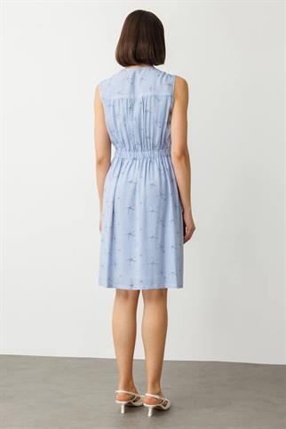 ÇİZGİLİ DESENLİ MAVİ KADIN ELBİSE  5214-2Y5