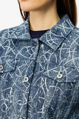 Pul İşlemeli Kot İndigo Kadın Mont 6026-2Y5