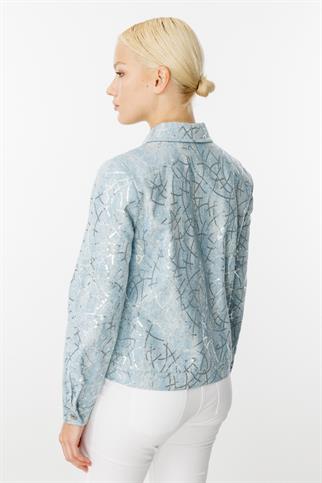 Pul İşlemeli Kot Mavi Kadın Mont  6026-2Y5