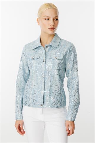 Pul İşlemeli Kot Mavi Kadın Mont  6026-2Y5