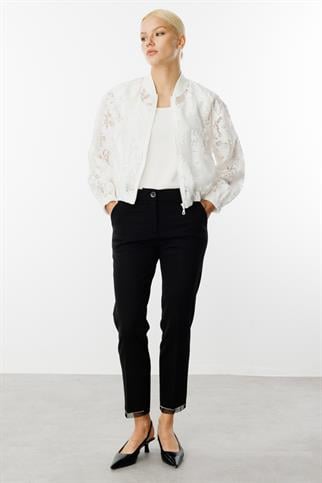 Ekol Yakmalı Organze Ekru Kadın  Mont 6028-2Y5