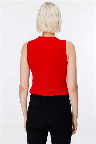 EKOL DÜĞMELİ KIRMIZI KADIN YELEK 6501-2K5