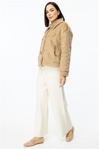 Kancalı Peluş Kakao Kadın Mont 7045-2K5