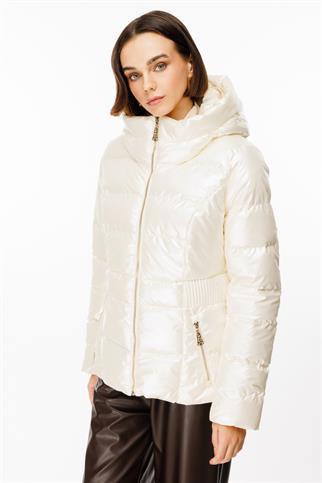 Ekol Cepleri Ve Önü Fermuarlı Şişme Ekru Kaban  7565-2K5