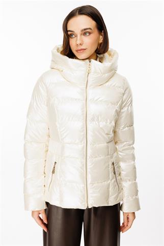 Ekol Cepleri Ve Önü Fermuarlı Şişme Ekru Kaban  7565-2K5