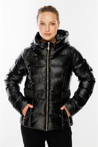 Ekol Cepleri Ve Önü Fermuarlı Şişme Siyah Kaban 7565-2K5