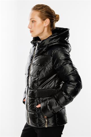 Ekol Cepleri Ve Önü Fermuarlı Şişme Siyah Kaban 7565-2K5