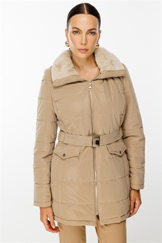 Ekol Parlak Görünümlü Taş Kadın Kaban 7581-2K5