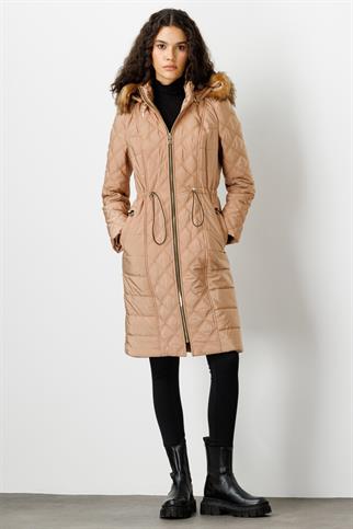 Ekol Kapişonlu Kapitone Kaban Ekru 7591-2K5