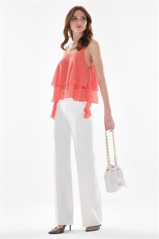 ZİNCİR ASKILI MERCAN KADIN BLUZ  18582-2Y5