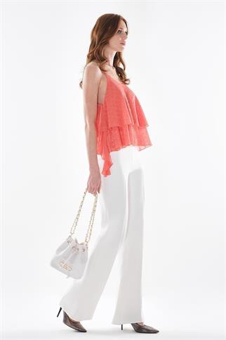 ZİNCİR ASKILI MERCAN KADIN BLUZ  18582-2Y5