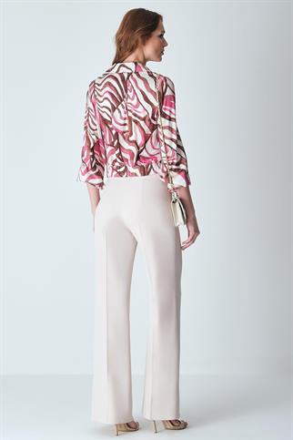 V YAKA BAĞLAMALI PUDRA  KADIN BLUZ 18594-2Y5