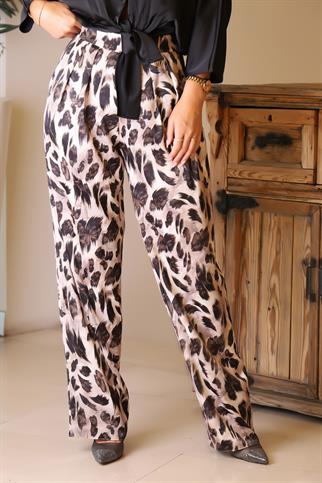 DESENLİ BOL PAÇA BEJ KADIN PANTOLON  42605-2K5