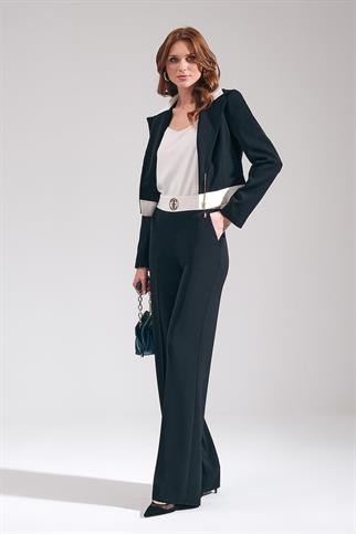 Kruvaze Kapamalı Kısa Siyah Kadın Ceket 62412-2K5