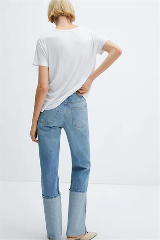 V YAKA KISA KOLLU BEYAZ KADIN BLUZ  0021-2Y5