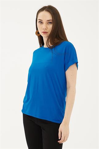 KATLAMALI KOL SIFIR YAKA SAKS  KADIN BLUZ 0194-2Y5