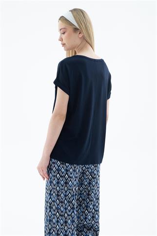 KATLAMALI KOL SIFIR YAKA LACİ  KADIN BLUZ 0194-2Y5