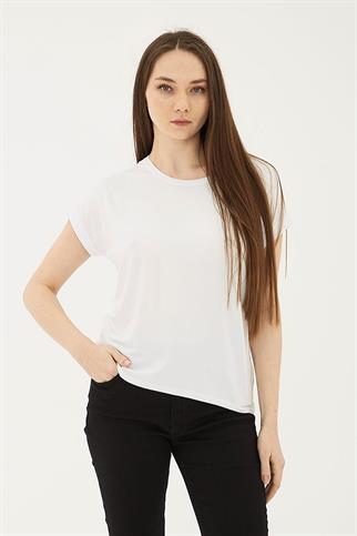 KATLAMALI KOL SIFIR YAKA EKRU  KADIN BLUZ 0194-2Y5