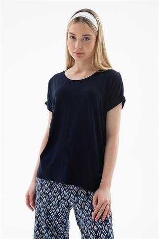 KATLAMALI KOL SIFIR YAKA LACİ  KADIN BLUZ 0194-2Y5