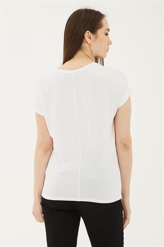 KATLAMALI KOL SIFIR YAKA EKRU  KADIN BLUZ 0194-2Y5