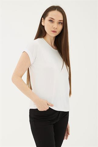 KATLAMALI KOL SIFIR YAKA EKRU  KADIN BLUZ 0194-2Y5