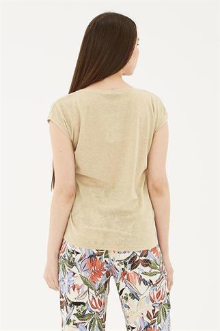 SIFIR YAKA KISA KOLLU GOLD KADIN BLUZ  0202-2Y5 