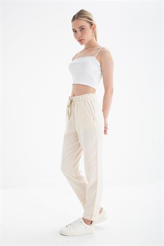 BELİ LASTİKLİ NATURAL  KADIN PANTOLON 0250-2Y5