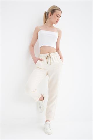BELİ LASTİKLİ NATURAL  KADIN PANTOLON 0250-2Y5