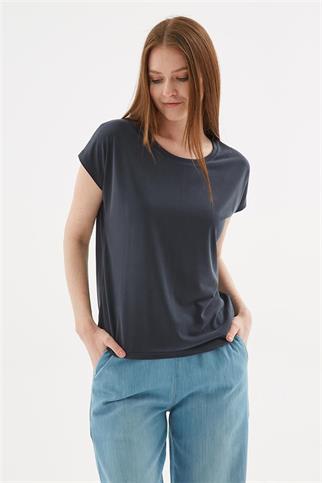 BİSİKLET YAKA KISA KOLLU SİYAH KADIN BLUZ 0374-2Y5