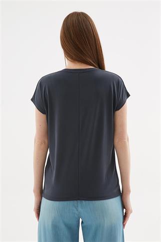 BİSİKLET YAKA KISA KOLLU SİYAH KADIN BLUZ 0374-2Y5