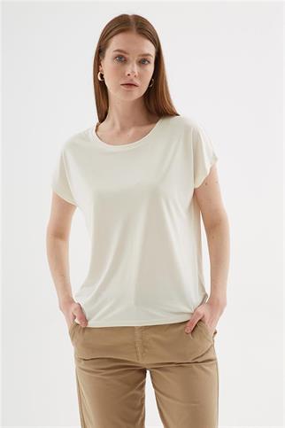 BİSİKLET YAKA KISA KOLLU EKRU KADIN BLUZ 0374-2Y5 