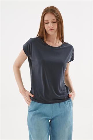 BİSİKLET YAKA KISA KOLLU SİYAH KADIN BLUZ 0374-2Y5