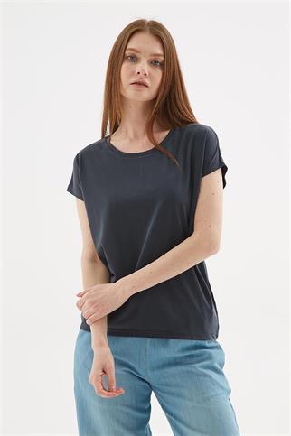 BİSİKLET YAKA KISA KOLLU SİYAH KADIN BLUZ 0374-2Y5