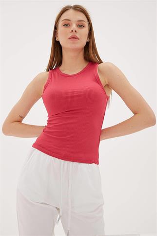 KOLSUZ SIFIR YAKA MERCAN  KADIN CROP 0479-2Y5