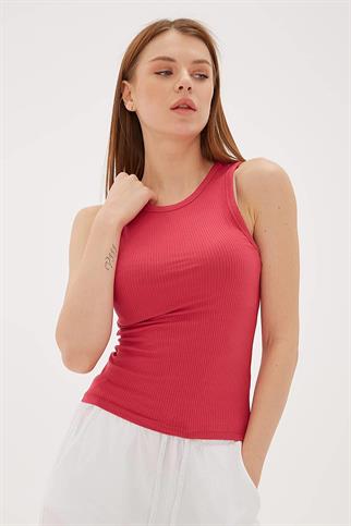 KOLSUZ SIFIR YAKA MERCAN  KADIN CROP 0479-2Y5